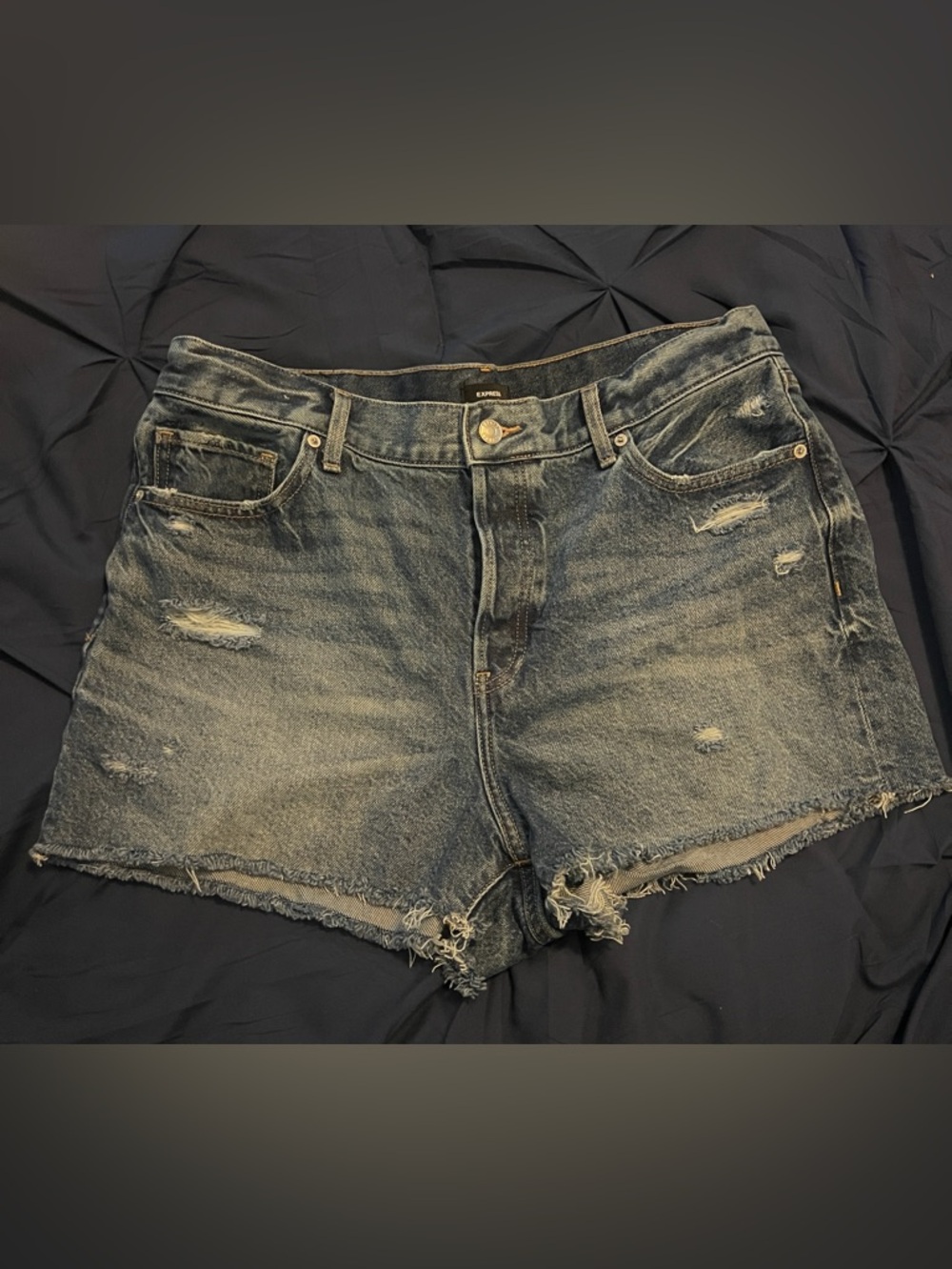 Express Light Blue Distressed Denim Cutoff Shorts